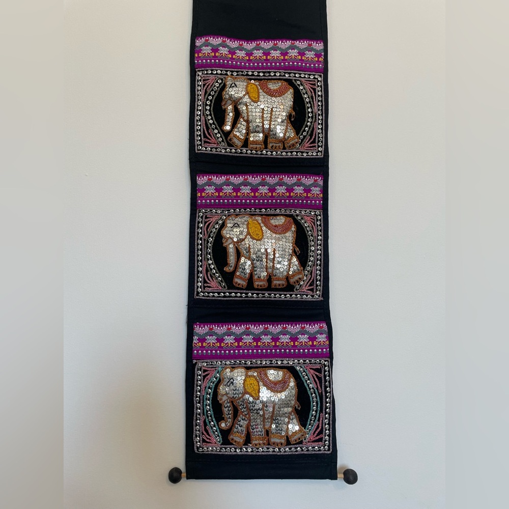 Thai Elephants Tapestry Mail Letter Organizer Handmade Art Home Decor - Picture 6 of 7